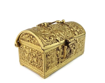 Antike Schmuckschatulle, Bronze Aufbewahrungsbox, Bronze Schmuckschatulle, Französische Schmuckschatulle, Renaissance-Stil Schmuckschatulle, Fleur De Lis Schmuckschatulle