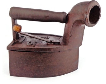 アンティークフランスのアイロン、19世紀の衣類用アイロン、1800年代の