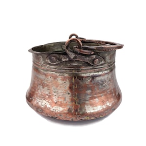 Antique Copper Cauldron, Handmade Copper Cauldron, Solid Copper Cauldron, Vintage Copper Planter