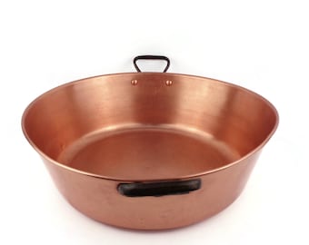 Vintage fransk kopparsyltkruka, stor kopparsyltkruka Frankrike, syltkruka, kopparkokpanna