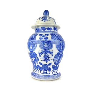 Chinese Ceramic Jar Urn, Handpainted Ceramic Jar, Antique Ceramic Urn China, Cabinet Urn