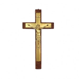 Antique Jesus Cross Crucifix, Jesus Crucifix With Wooden Cross and Brass Decoration