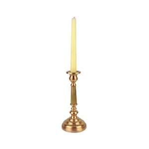 Antique Brass Candle Holder, Vintage Brass Column Candlestick, Living Room Decor, Single Table Candle Light