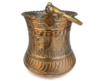 Antique Copper Cauldron, Handmade Copper Cauldron, Solid Copper Cauldron, Old Copper Wine Pot