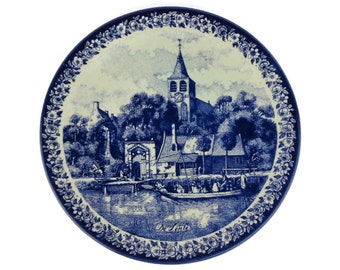 Delfts Chemkefa Wall Plate, Chemkefa Delft Ceramic Wall Hanging Plate, Delft Blauw De Lente Wall Plate