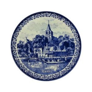 Delfts Chemkefa Wall Plate, Chemkefa Delft Ceramic Wall Hanging Plate, Delft Blauw De Lente Wall Plate