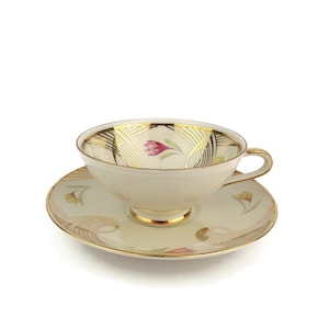 Vintage Porcelain Tea Cup With Plate, Bavaria Germany Coffee Cup And Plate Set, Winterling Röslau Porcelain Coffee Cup With Floral Ornate