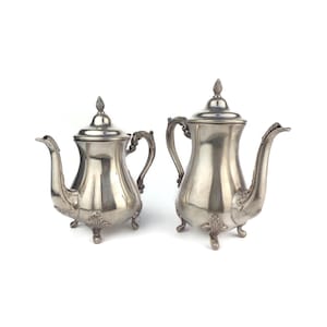 Conjunto de chá e café banhado a prata, conjunto antigo de bules de chá e café