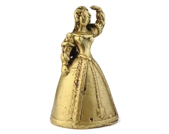 Antique Bell Lady Figurine, Victorian Lady Bell, Brass Hand Bell