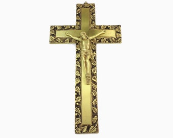 ANTICO Cristo Crocifisso LEGNO Oro Scultura 1600 Statua Religiosa JESUS Inri Old
