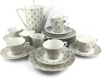 Vintage Porcelain Tea Coffee Set, Breakfast Dining Set Bavaria Germany, Bavarian Porcelain Coffee Tea Set