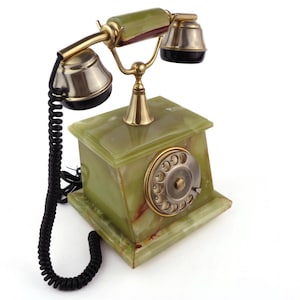Vintage Rotary Telephone, Onyx Rotary Telephone, Dial Phone, Antique Rotary Phone, Italian Rotary Telephone