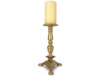 Portacandele in ottone antico, candeliere in ottone vintage