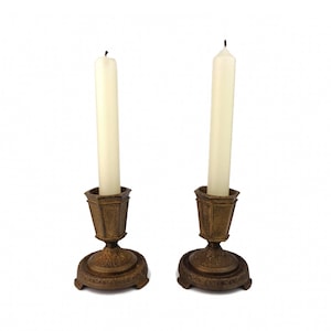 Antique Candle Holder Set, Pair Candlesticks