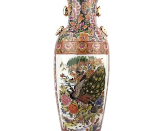 Jarrón de porcelana hecho a mano, jarrón de porcelana china tradicional pintado a mano, jarrón de porcelana grande de China