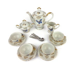 Vintage Porcelain Tea Cooffee Set, Antique Porcelain Coffee Tea Set
