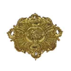 Antique Brass Tray With Embossed Ornare, French Vanity Tray, Jewelry Brass Tray, Baroque Brass Tray, Table Centerpiece, Cherubs Brass Tray