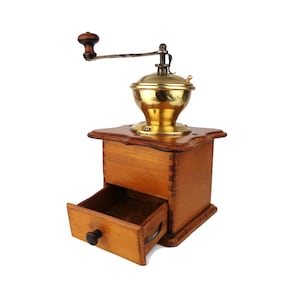 Vintage houten koffiemolen, houten koffiemolen