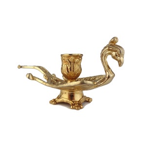 Antique Candle Holder, Italian Candlestick, Vintage Brass Chamber Candlestick, Peacock Candle Holder, Phoenix Candlestick