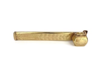 Engraved Brass Inkwell With Pen Holder, Antique Ottoman Brass Inkwell