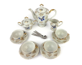 Vintage Porcelain Tea Cooffee Set, Antique Porcelain Coffee Tea Set