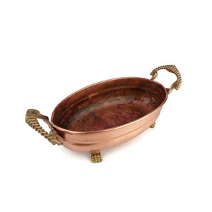 Antique Copper Jardiniere With Brass Handles, Vintage Copper Planter, Copper Flowers Pot