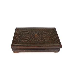 Vintage Wooden Jewelry Box, Antique Jewelry Box With Copper Decoration