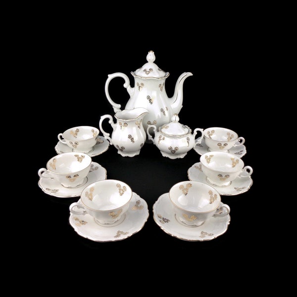 Vintage Porcelain Tea Cooffee Set, Coffee Tea Dining Set Bavaria Germany