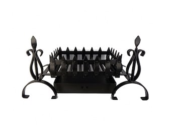 Antique Fireplace Andirons With Grate, Iron Fireplace Grate With Andirons, Vintage Fireplace Decor