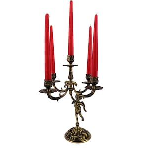 Antique Candle Holder With Cherub, Vintage Brass Candlestick, Angel Statue Candlestick