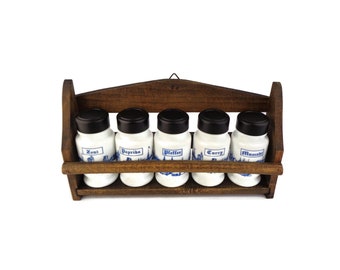Vintage Gewürzgläser Set, Gewürzgläser Regal