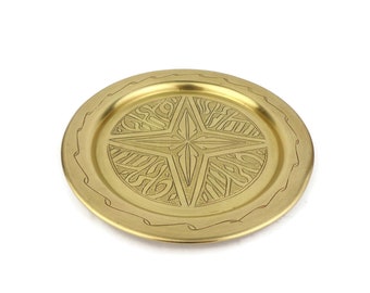 Antique Engraved Brass Tray, Handmade Brass Tray, Wall Hanging Brass Tray