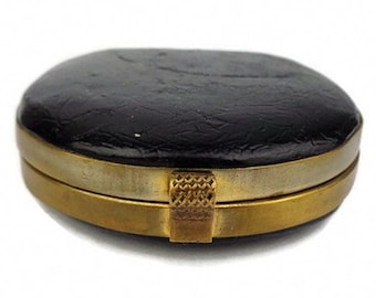 Vintage Compact Powder With Original Leather Case, French Pocket Powder