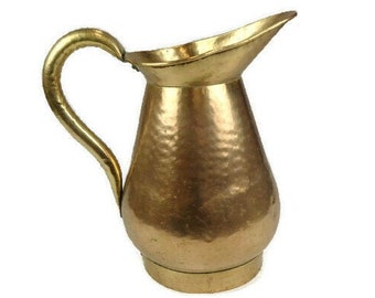 Handmade Brass Jug,Antique Brass Pitcher, Large Brass Jug