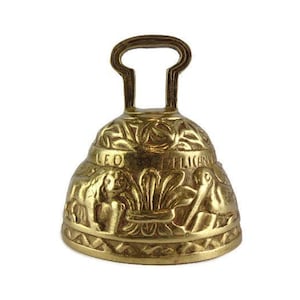 Antique Brass Bell, Large Brass Bell, Brass Temple Bell, Vintage Door Bell, Engraved Brass Bell