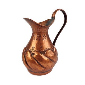 Vintage Hand Hammered Copper Jug, Handmade Copper Pitcher, Copper Wine Jug