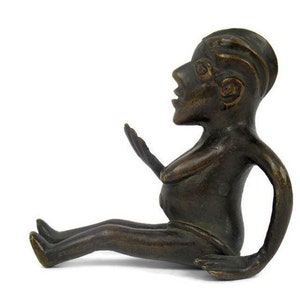 African Bronze Tribal Art Woman Statue, Antique Bronze African Woman Sculpture