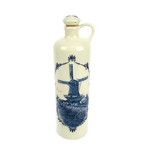 Vintage Handpainted Delft Ceramic Bottle