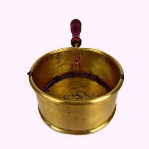 Antique Brass Saucepans Set Large Brass Saucepans With Wrought Iron Handle