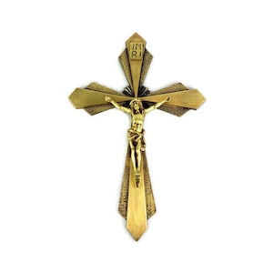 Antikes Messing Katholisches Wandbehang-Kruzifix, Messingwand Jesus Kreuz-Kruzifix