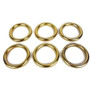 Vintage Brass Curtain Rod Accessory Set, Brass Curtain Ring Set of 6
