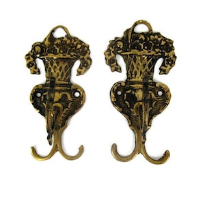 Pair Brass Coat Rack Hooks