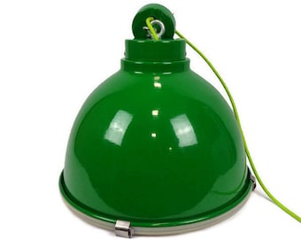 Vintage Grüne Lampe, Große Hängelampe, Grüne Deckenleuchte