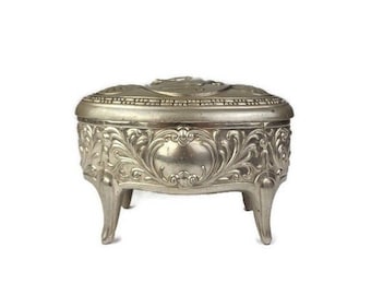Antike geprägte Schmuckschatulle, Vintage Metallschmuckschatulle