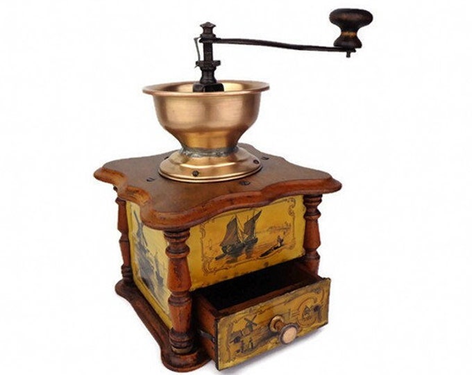 Antique Coffee Mill 19th Century Coffee Mill 1800s Wooden Etsy