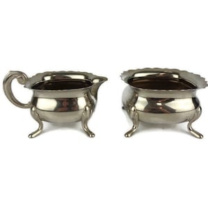 Conjunto de chá e café de prata vintage, açucareiro antigo e conjunto de jarra de leite