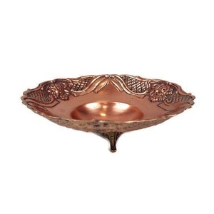 Antique Copper Bowl With Legs, Engraved Copper Bowll