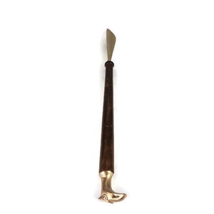 Grand chausse-pied de chèvre en laiton avec manche en bois, chausse-pied avec manche en forme de tête d&#39;aigle, accessoire de magasin de chaussures en laiton