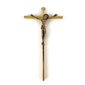 Antikes Messing Katholisches Wandbehang-Kruzifix, Messingwand Jesus Kreuz-Kruzifix