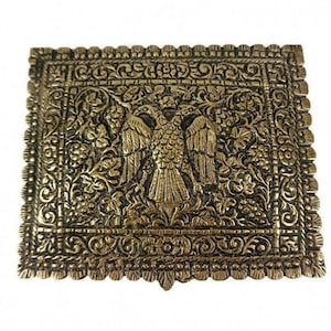 Antique Bronze Jewelry Box With Double Headed Eagle, Roman Empires Double Headed Eagle Bronze Jewelry Box